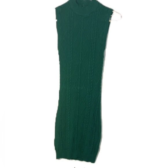 Knit Elegant Green Sleeveless Bodycon Dress Backless - Picture 1 of 7